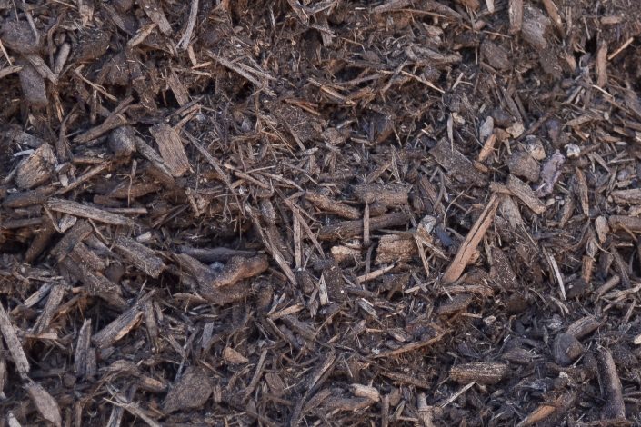 Natural, dark colored mulch