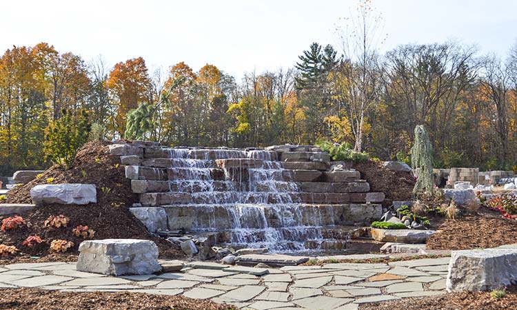 waterfall created from large landscape natural blocks