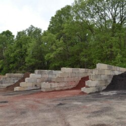 Mulch mulch piles separated by cement walls